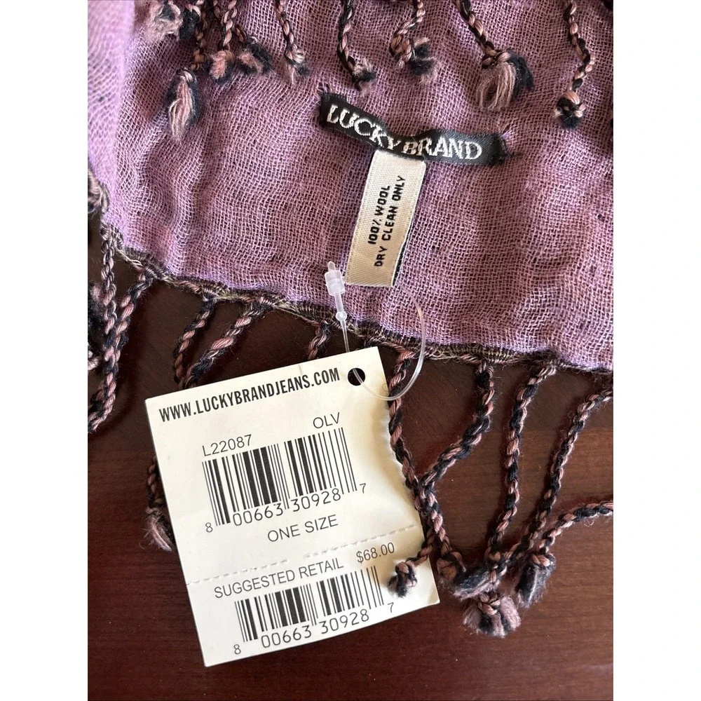 Lucky Brand 100% Wool Scarf Green Mauve
